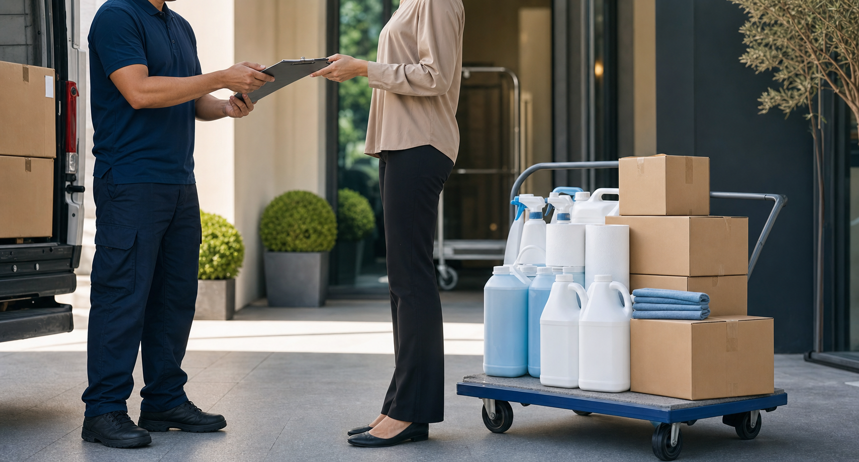 Business delivery of cleaning supplies