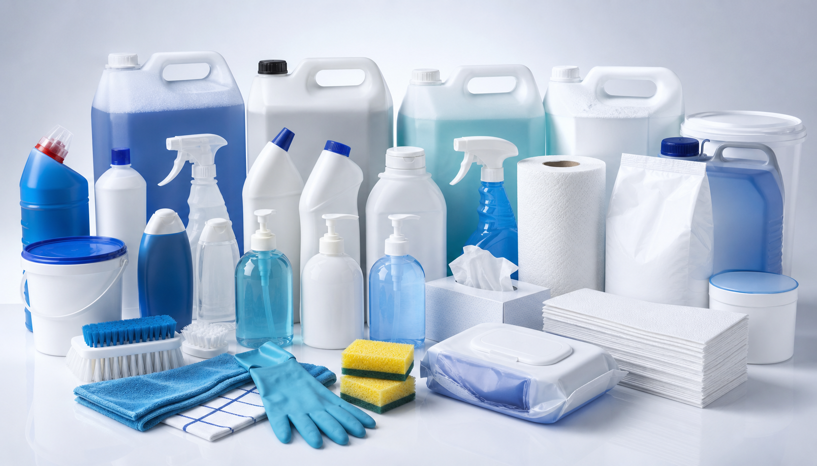Assorted commercial cleaning and hygiene products
